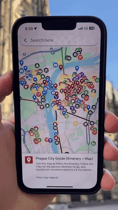Prague interactive map showing the local best restaurants cafes beer pubs hidden gems and things to do